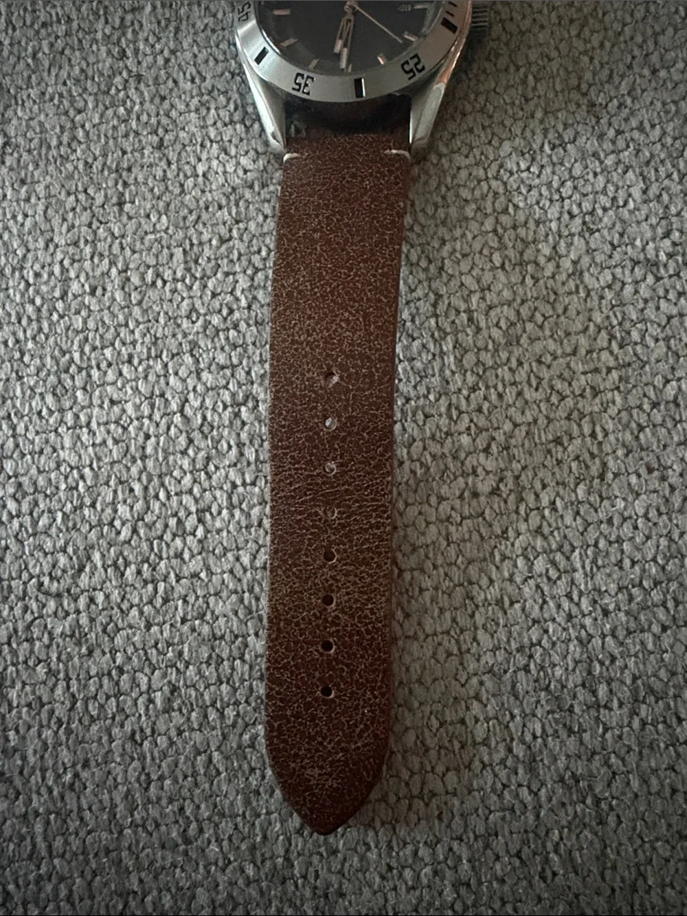 RedShift 7 Black Dial Stainless Watch with Brown Leather Strap